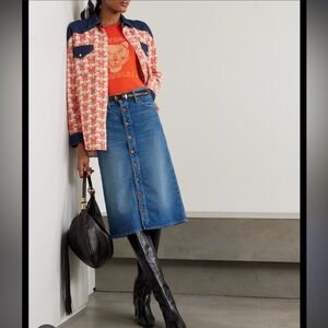 MOTHER High Waisted Button Midi Skirt in Blue Moon Sz 26